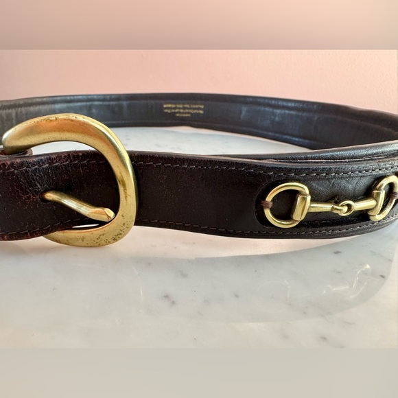 Noble Outfitters Chocolate Brown Leather ‘On the Bit” Belt with Gold Accents, M - Picture 2 of 8